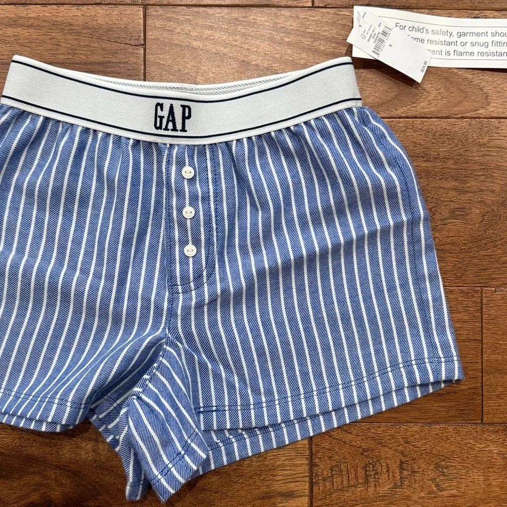 Girls Gap Kids Recycled Flannel PJ Pajama Shorts - Blue Pinstripe - Size 6